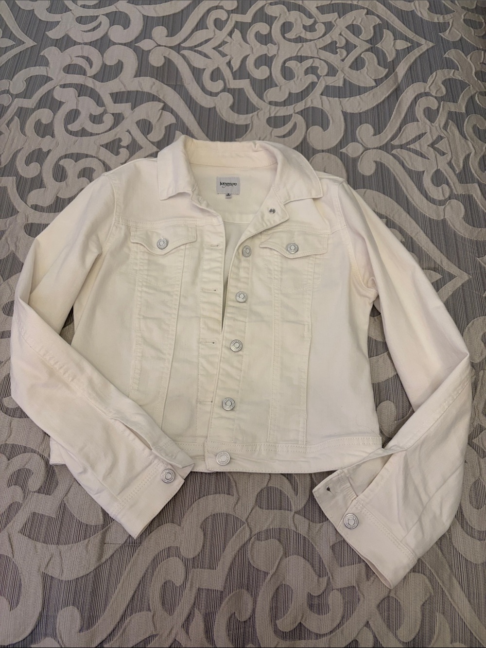 White Denim Jean Jacket with Button Front